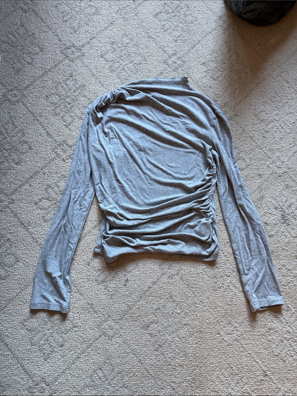 Comense M Women's Grey Long-Sleeve Ruched Draped Top - Picture 2 of 6